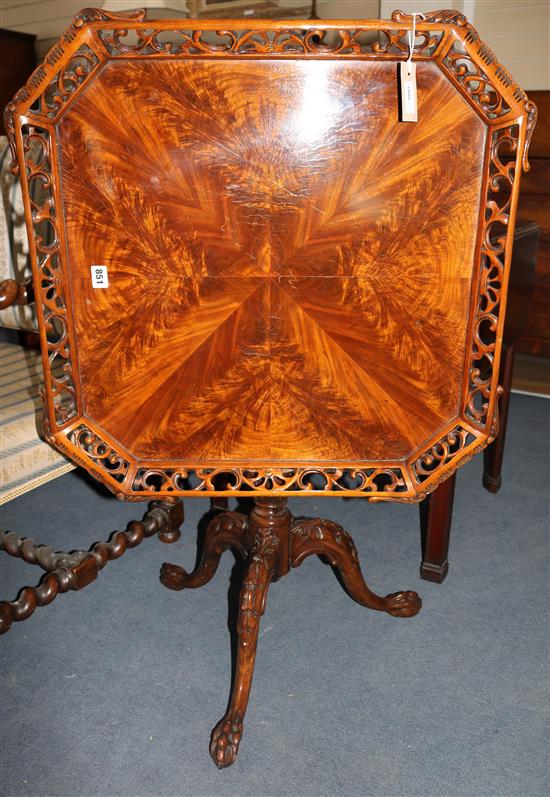 A George III style carved mahogany silver table, W.69cm